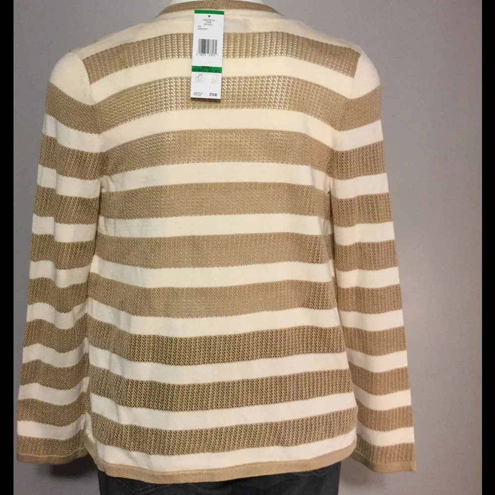Cream & Tan Open Draped Cardigan